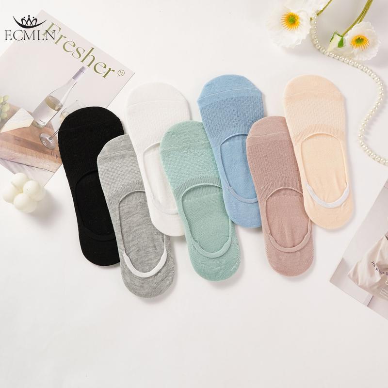 Solid Color Mesh Cotton Short Socks for Women Thin Non-falling Heels Shallow Invisible Breathable Summer Boat Socks