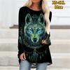 Свободная сумка с принтом Wild Wolf, женский топ с круглым вырезом и длинными рукавами за пределами базы XS-8XL