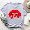 Lip Sweet Style Lovely Tee Top Fashion T Shirt Clothing 90s Trend Casual Short Sleeve Women Print Lady Female Graphic T-shirt