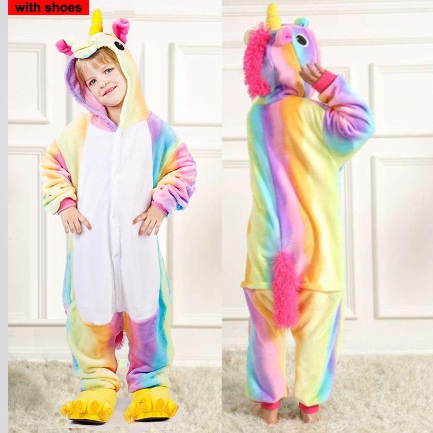 Комбинезон кигуруми, детские пижамы с единорогом для детей, детские пижамы с героями мультфильмов, детский костюм, зимний костюм для девочек, единорог, Jumspuit
