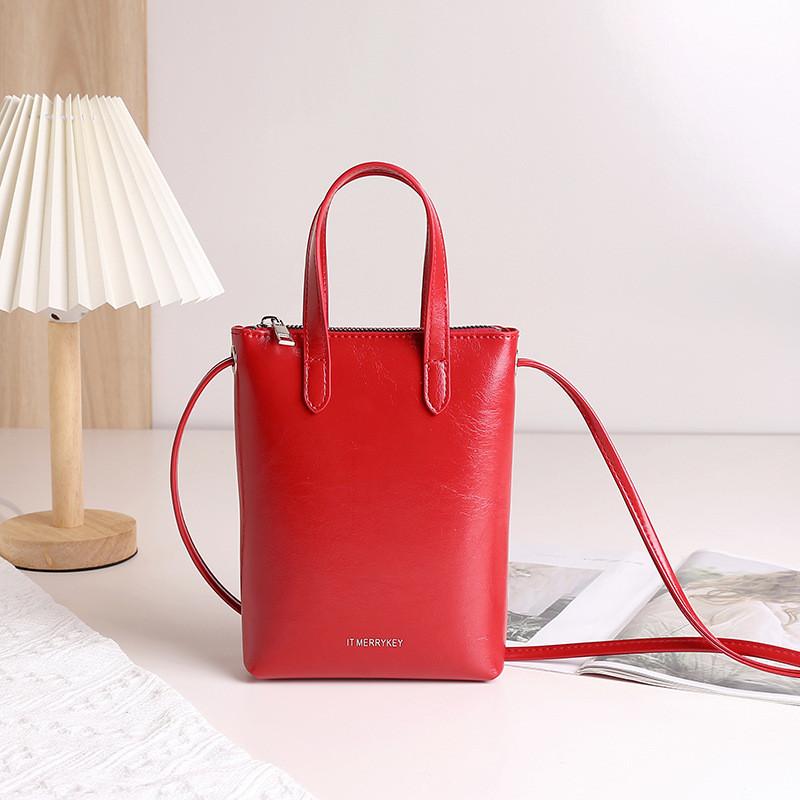 IELGY Soft Leather Portable Small Handbag Commuter Fashionable Women's Cross-body Mobile Phone Bag