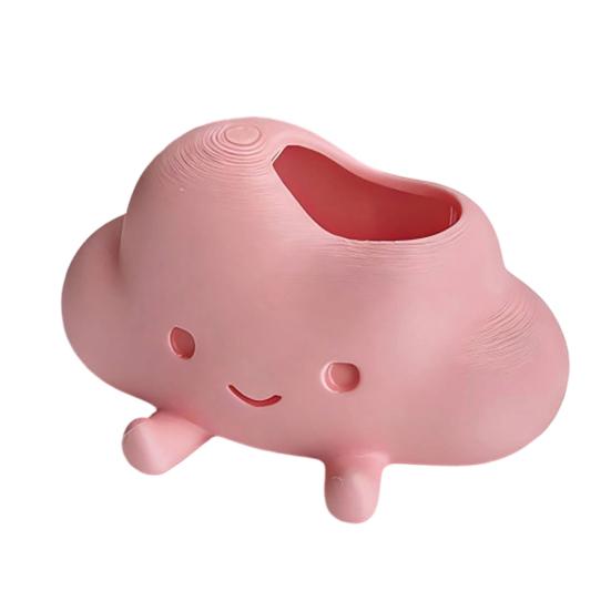 Cloud Shaped Storage Holder, Cute Smiling Face Decor, Multi-Functional Organizer for Pen Succulents & Makeup Brush, Compact Ornament for Desktop Decor