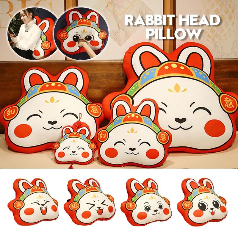 Chinese New Year Rabbit Cushion Chinese Rabbit Year Zodiac Pillow With Fillings Red Fortune Pillows Sofa Home Decor