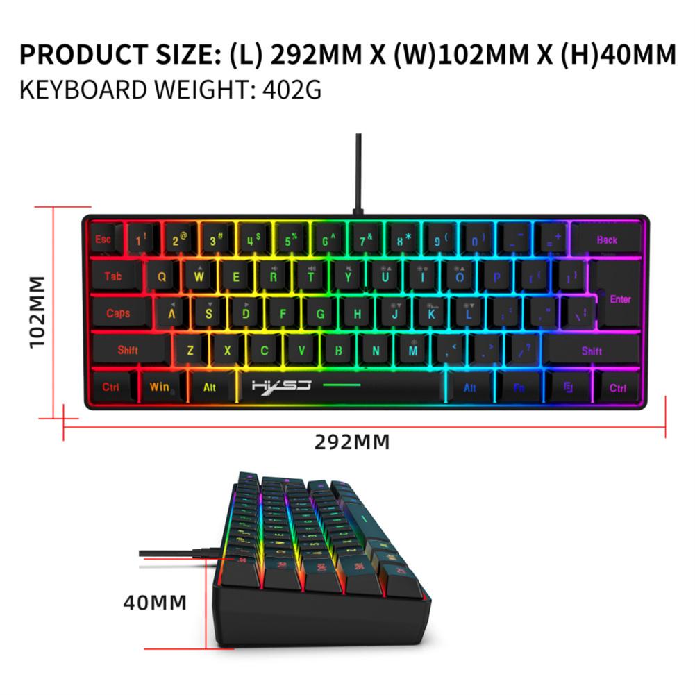 V700 игровая клавиатура с цветной подсветкой механическая 61 клавиша портативная проводная офисная клавиатура ультра тихая клавиатура для ноутбука ПК