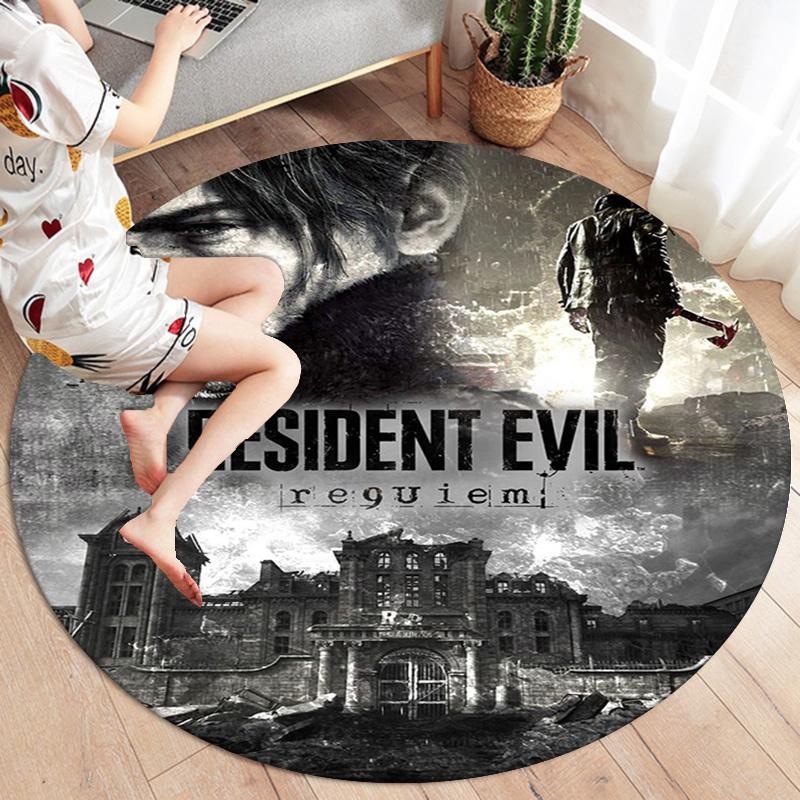Resident Evil Round Area Rug Carpet Rug For Living Room Bedroom Sofa Playroom Decor Nonslip Floor Mat