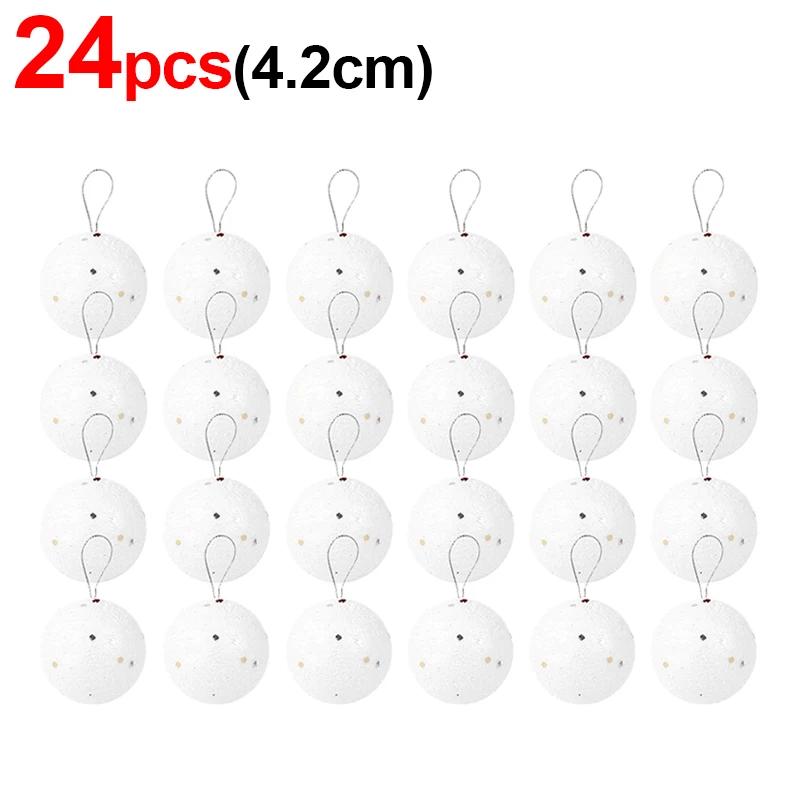 24/6 шт. белых пенопластовых рождественских шаров, подвесная подвеска для елки 4/6/8 см, снежные украшения для новогодней свадебной вечеринки, украшения для дома