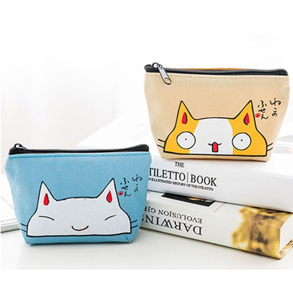 Мультяшный кот, кошелек на молнии для мелочи, кошелек с принтом кота, мини-кошелек для монет, кошелек-монетница, кошелек для ключей