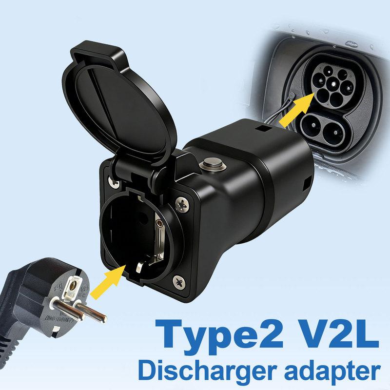 Type2 V2L Разрядник 16А EU Розетка Кнопка Выключения Питания для BYD MG Geely Jaecoo Omoda LEAPMOTOR GWM ZEEKR XPENG EV Адаптер Разрядки
