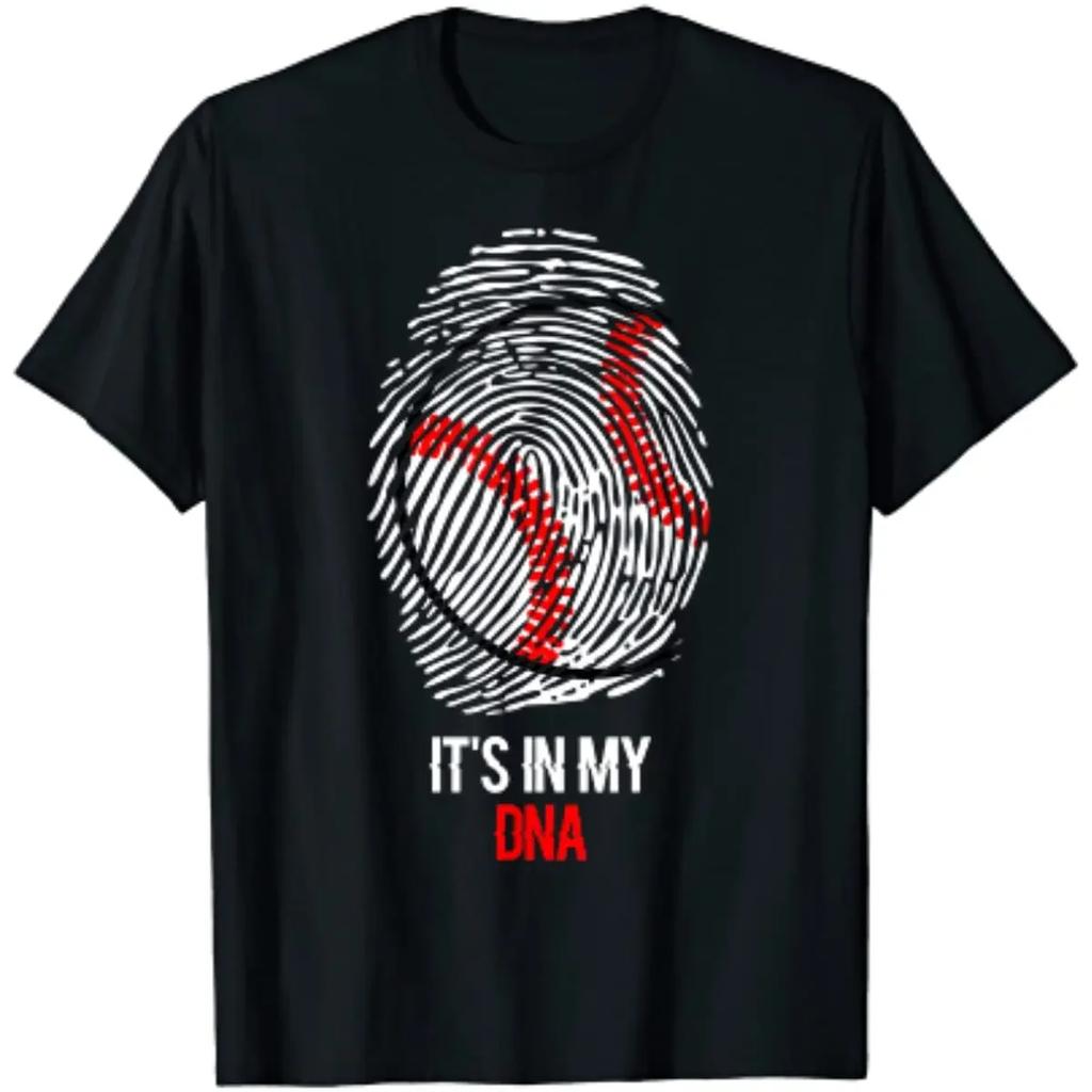 Funny Baseball Its in my DNA Fingerprint Unisex TShirt Short Sleeve Casual Cotton Boys TShirts