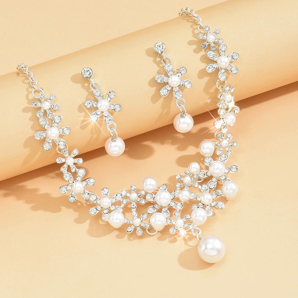 3 модных женских цирконовых серег с ожерельем Цирконовый набор для свадеб, банкетов, вечеринок и праздников