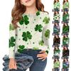 Футболки с длинным рукавом для девочек, детские осенние топы, базовые футболки с принтом и круглым вырезом, День святого Патрика
