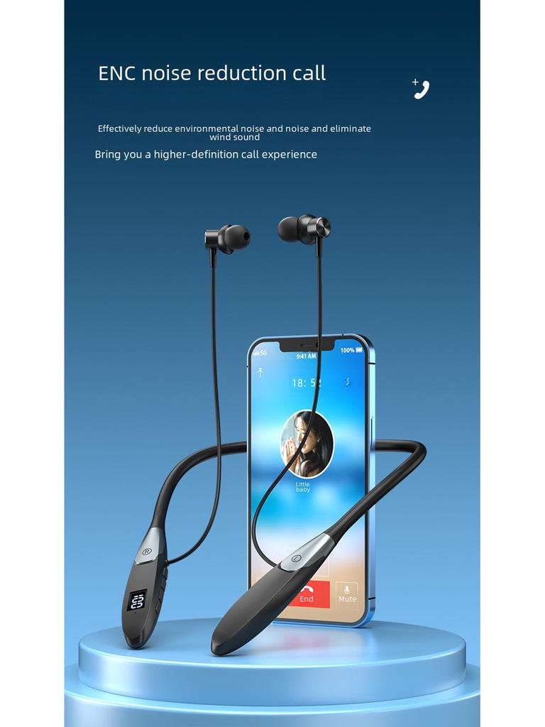 Представляем новые Bluetooth-наушники с шейным ободом: с мощной батареей, цифровым дисплеем, спортивным дизайном и слотом для карт.