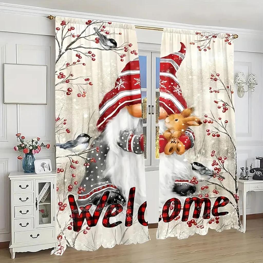 3D Digital Print Curtains With Christmas Tree Snow for Boys Nursery Bedroom Kids Curtains Panels Drapes for Living Room Bedroom