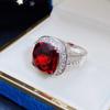 Роскошные большие красные кольца CZ для вечеринок для женщин, аксессуары в винтажном стиле, блестящий кристалл, великолепный подарок, благородные женские украшения