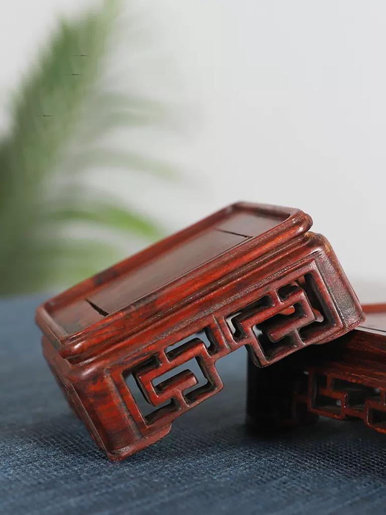 Red Sandalwood Incense Burner, Teapot Stone, Seal Base, Solid Wood Vase, Bonsai Buddha Wood Carving, Rectangular Bracket