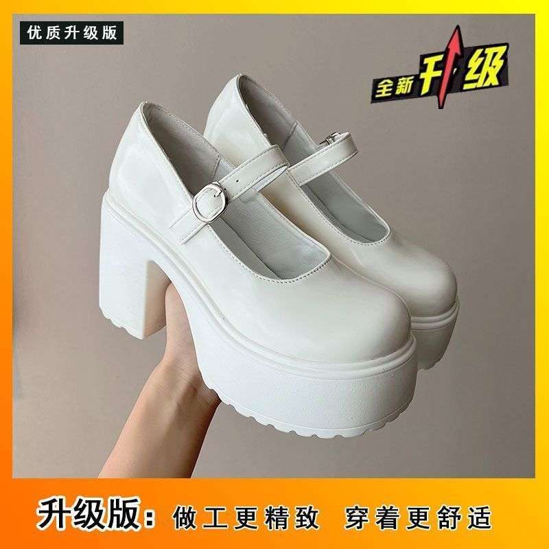 White Small Fragrant Style Thick Heel High Heels Women's New Spring and Autumn 2025 Small French Mary Jane Shoes