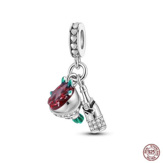 Новые стерлингового серебра 925 пробы красного цвета, подвески в форме сердца, бусины, ювелирные изделия на удачу, подарки