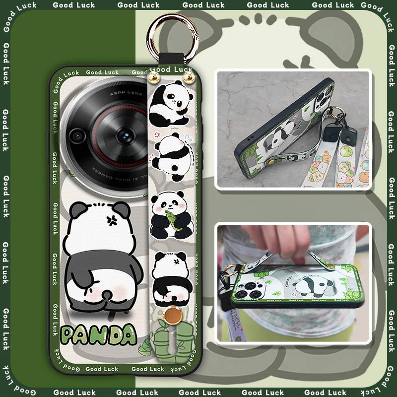 Прочный чехол для телефона с ремешком на запястье для ZTE Blade A75 5G/Nubia Focus 5G/Calf 5G Милый модный дизайн Панда Мягкий чехол Силикон