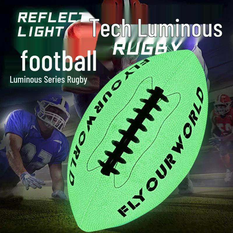 American-Style Luminous Glowing PU Football, Machine Sewn, Non-Slip, Sizes 6 & 9, Training Football.
