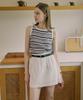 VLETI Summer Striped Round Neck Sleeveless Knit (White)