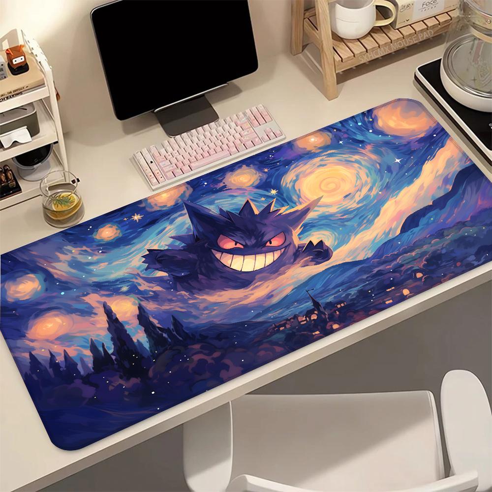Large Purple PPokemon Gengar Gaming Mouse Pad Thickened LockEdge Anime Keyboard Table Desk Mat Gamer Playmat for PC Laptop