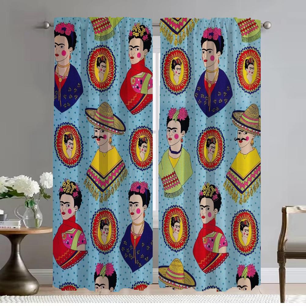 F-kahlo затемняющие шторы для гостиной, занавески для окон, шторы для домашнего интерьера, 2 шт., тюль для перегородки в спальне