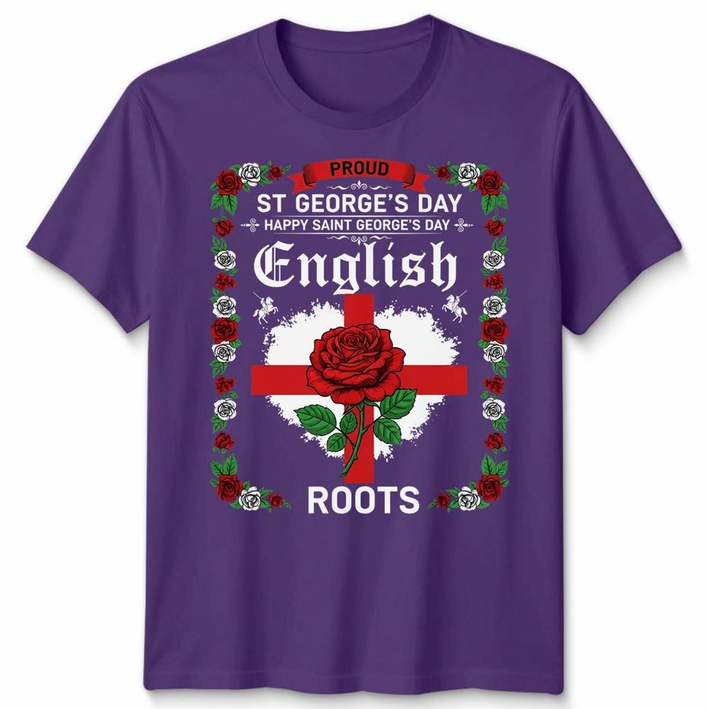 English St Georges Day Idea For Unisex Rose English Flag Tshirt