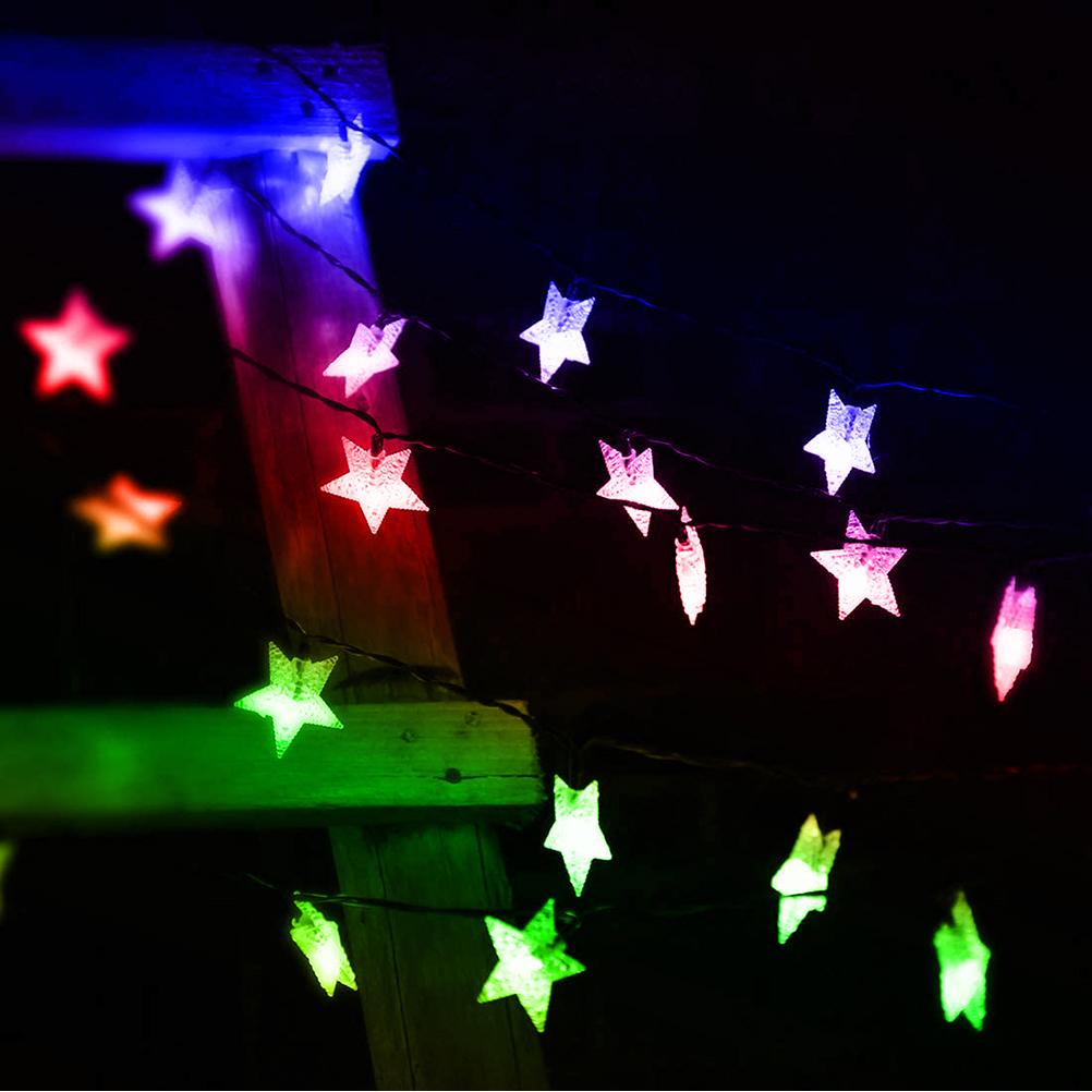 Solar Star String Lights Outdoor Waterproof Plug Free Christmas LED Garden Decorative Lights