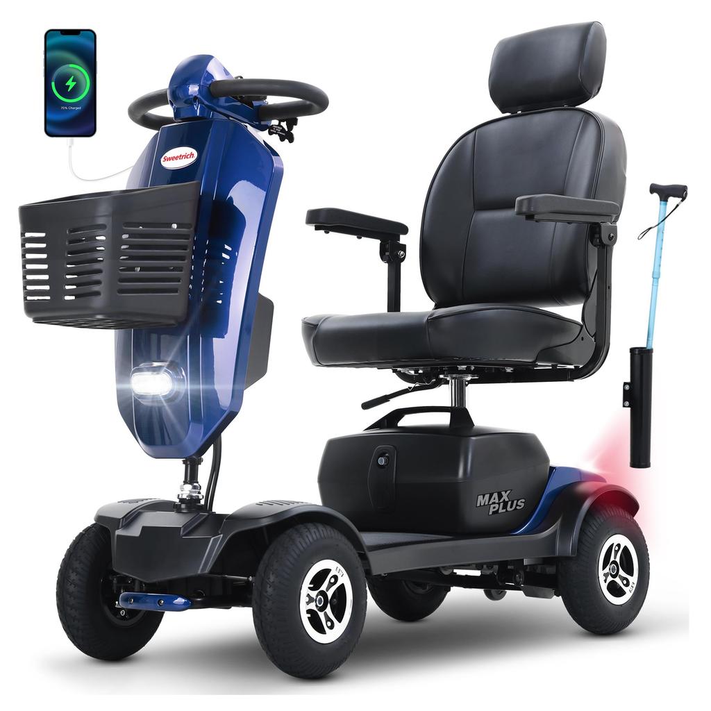Sweetrich MAX PLUS Blue/Red Steel Frame, 300W Motor, 20Ah Battery, Max Speed 6 km/h, Four-Wheel Urban Commuter Scooter