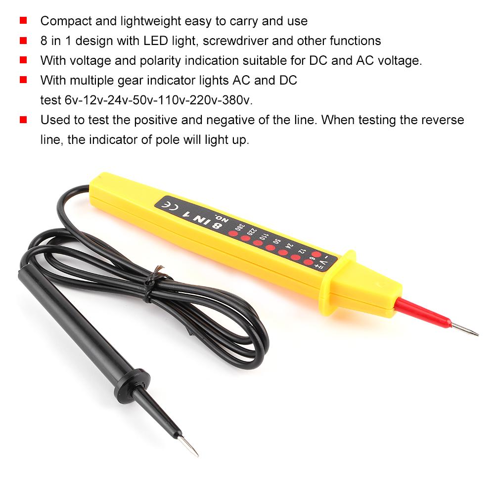8 в 1 тестер напряжения переменного тока 6-380 В Многофункциональный автомобильный тестер электрических приборов с входом