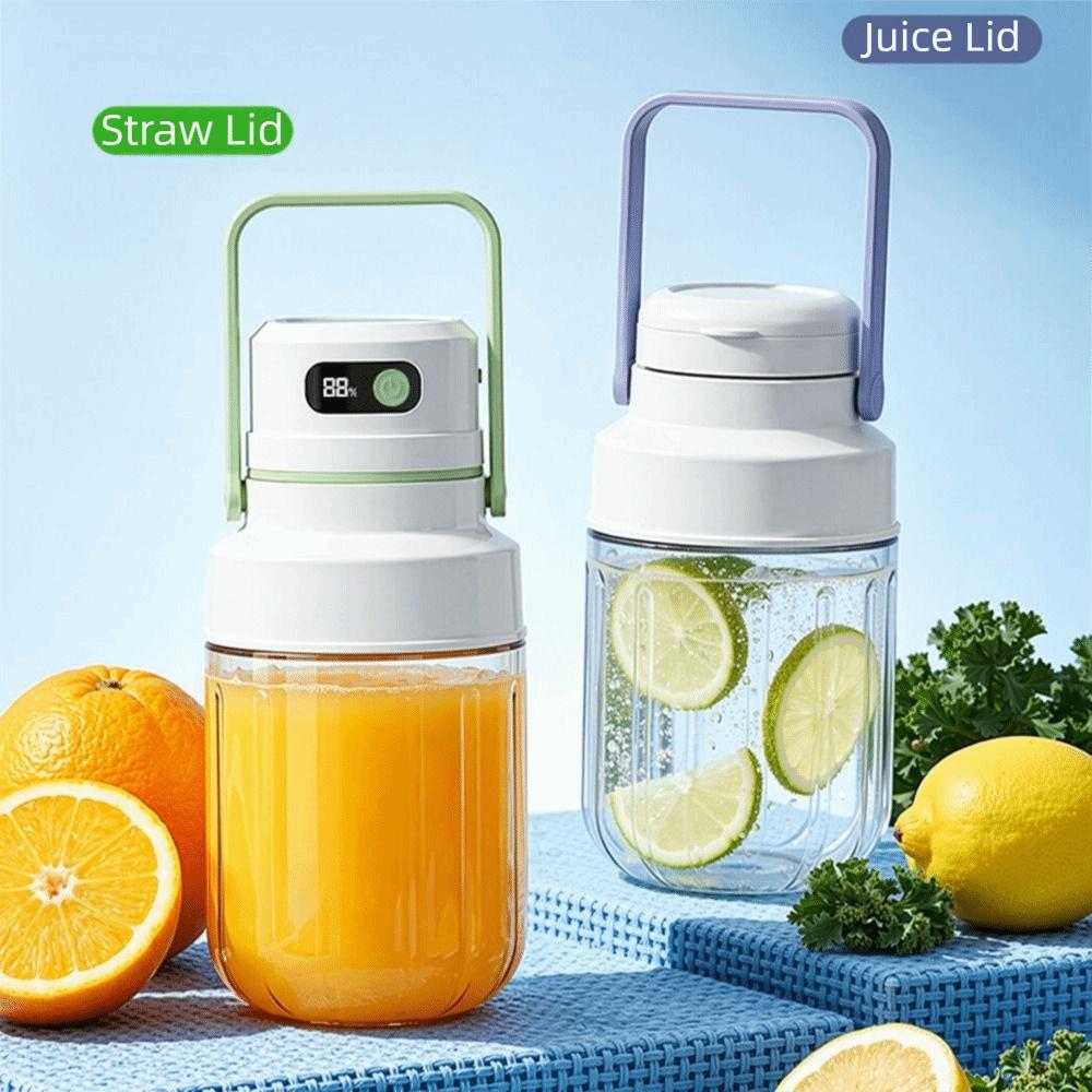 with Two Lids Electric Fruit Blender Cordless Automatic Juicing Cup BPA-Free Smoothie Maker Home