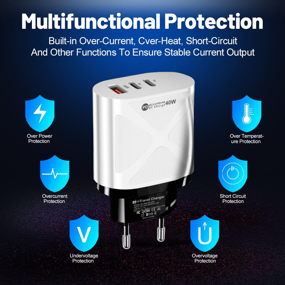 Universal Charger with 1U+2PD | Compatible with Australian, European, American, and British Power Adapters