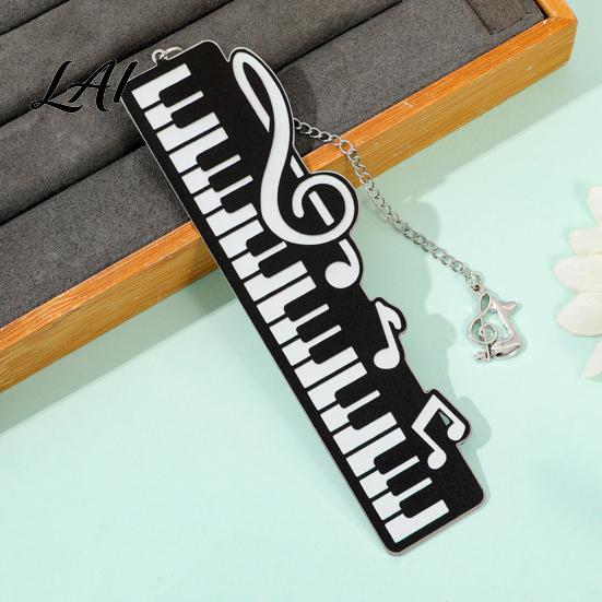 Unique Bookmark With Charm Piano Bookmark Stainless Steel Music Note Page Marker Musical Decorative Book Accessory for Lovers Black White