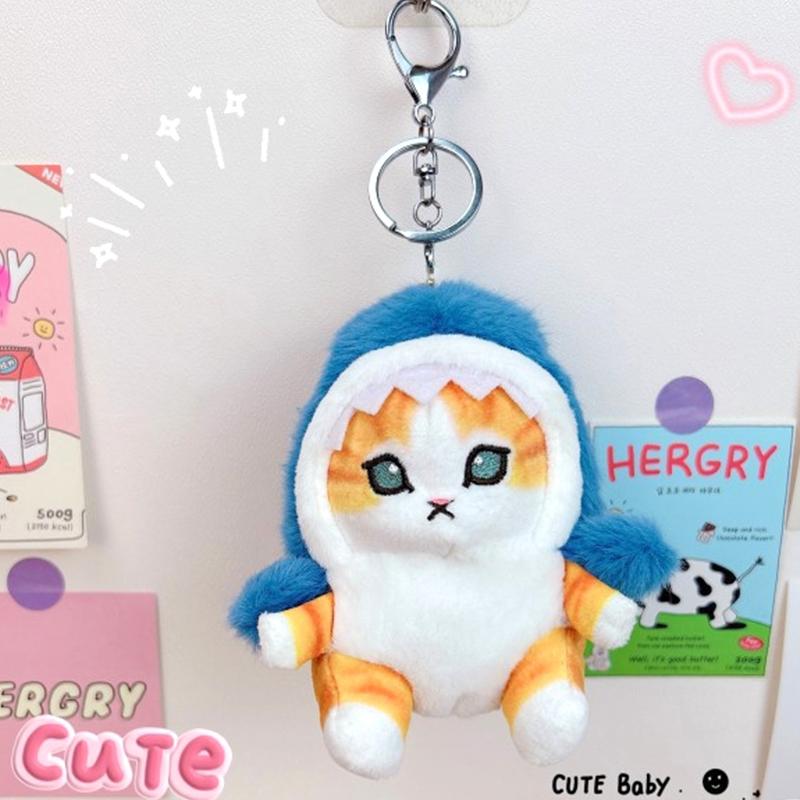 Милая плюшевая игрушка в виде акулы, кота, мультяшная кошечка, мягкая кукла, брелок для ключей, автомобильный брелок, сумка, декор, подарок другу