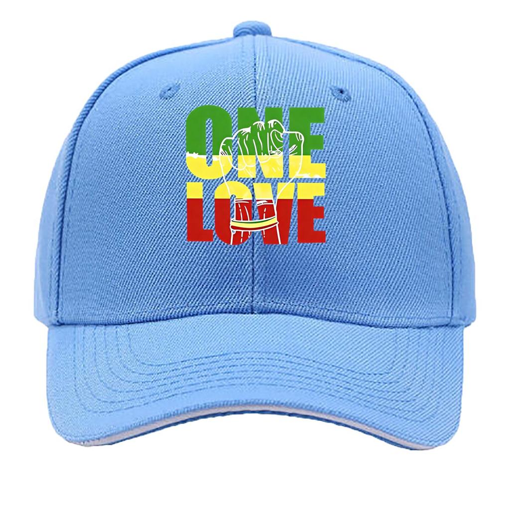 ONE LOVE Print  Adjustable Snapback Lightweight Hat for Outdoor Activities Sports and Fishing   Sandwich Baseball Cap