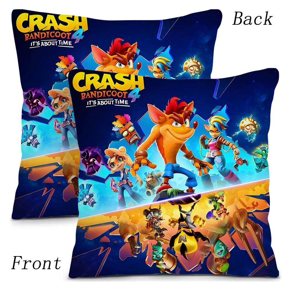 Мультяшные Наволочки для Подушек Crash Bandicoot Мультяшные Декоративные Наволочки для Дивана Домашние Двусторонние Короткий Плюш Милые Наволочки