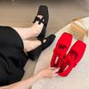 Национальный стиль новый китайский стиль французский внутренний увеличение высоты одинарная обувь женская 2025 весна красный китайский узел темперамент сочетание юбка Мэри Джейн
