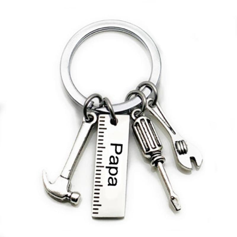 Dad Letters Keychains Creative Hammer Screwdriver Wrench Keyring Handbag Decor Tassel Hanging Pendant Father's Day Gifts ADM