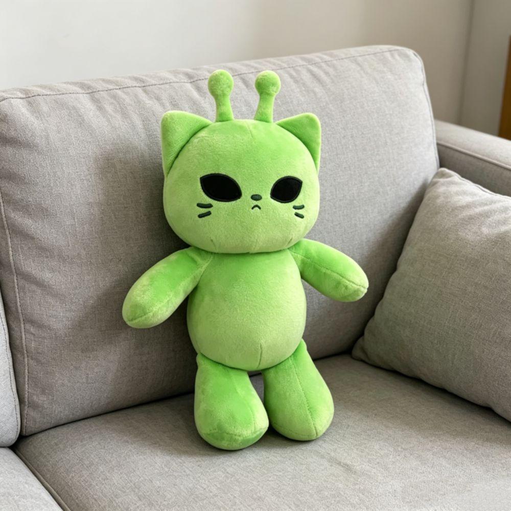 Green Kitten Plushie Dolls PP Cotton Space Cat Plushie Kids Toy Alien Cat Plush Toy for Friends