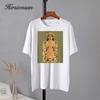 Hirsionsan High Street Graphic T Shirts for Women Summer Soft O-neck Short Sleeve Tees 2023 Casual Loose Cotton Basic Female Tops