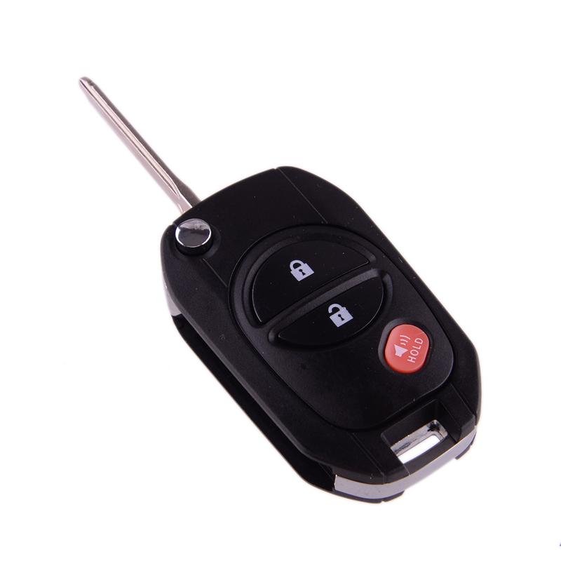 Car Flip 3 Button Remote Key Fob Shell Case Fit for Toyota Sienna Highlander Tacoma Tundra Sequoia 2007 2008 2009 2011 2012 2013