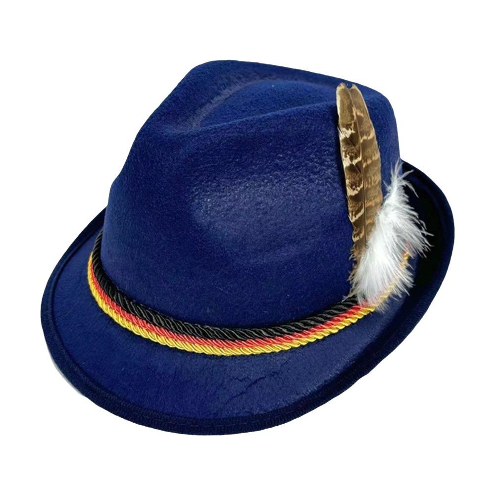 Decorative Side Cord Bavarian Feather Hat Structured Brim Jazz Cap Oktoberfest Hat Men Women