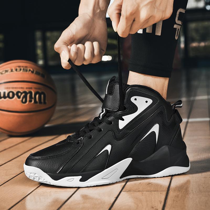 Мужские баскетбольные кроссовки. Новые баскетбольные кроссовки осенью и зимой. Мужская обувь. Высокие туфли большого размера. Спортивная обувь из кожи из суперволокна.