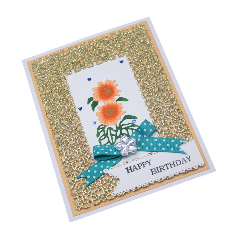 Прямоугольная рамка Подсолнух Металлический серебристый трафарет Тиснение Вырубные штампы для скрапбукинга Бумага Альбом Изготовление открыток