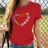 Ladies' Casual Love Footprint Print Loose Casual Round Neck Pure Cotton Short Sleeved T-Shirts Women’s