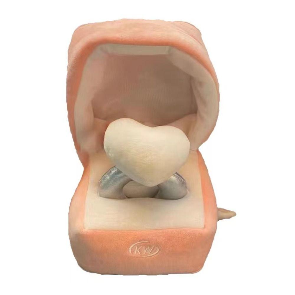 Коробка для колец в форме сердца, чехол для колец, игрушка, плюшевая коробка для колец, плюшевые куклы, детские игровые принадлежности