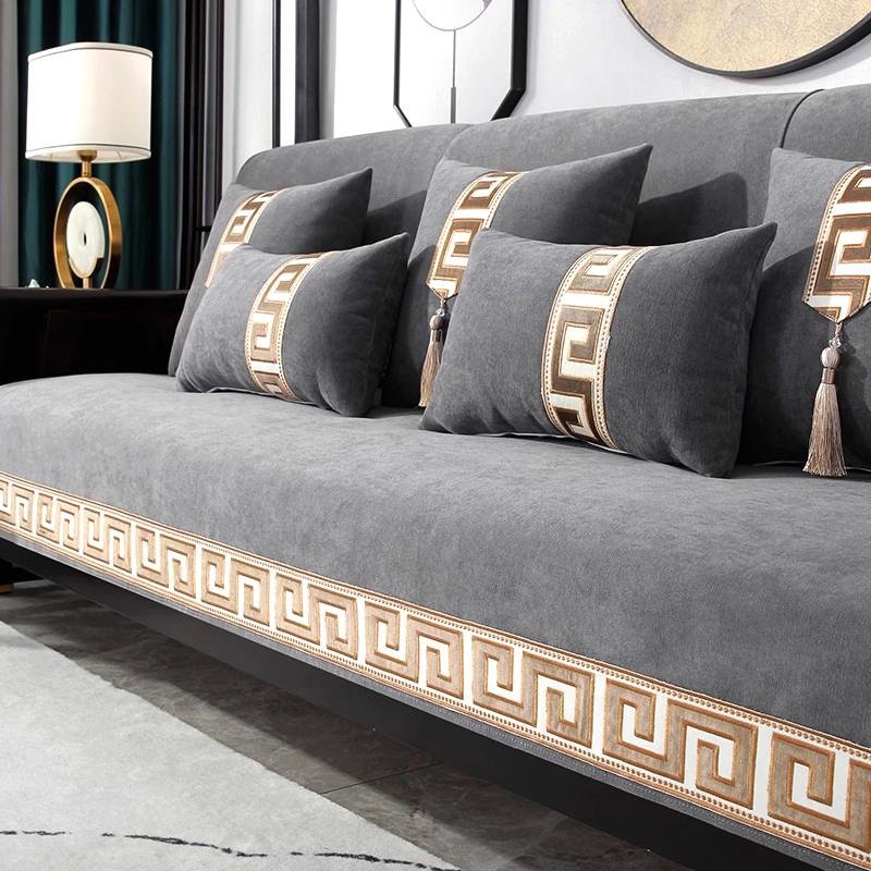 Ретро Шенье Софа Мат Прочный Вышитый Подушка для Сиденья Дивана Предотвращает Царапание Кошками Домашнее Украшение Противоскользящий и Пылезащитный Чехол для Дивана Полотенце