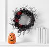 Halloween Wreath Dead Branch Garland Spooky Realistic Simulation Flower Black Decorative Wreath Door Hanging Festive Rattan Ring