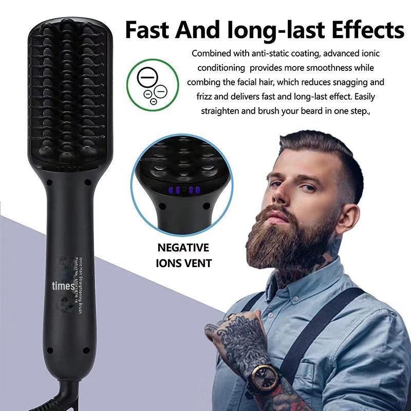 Dual-Use Ceramic Hair & Beard Straightening Comb for Men & Women