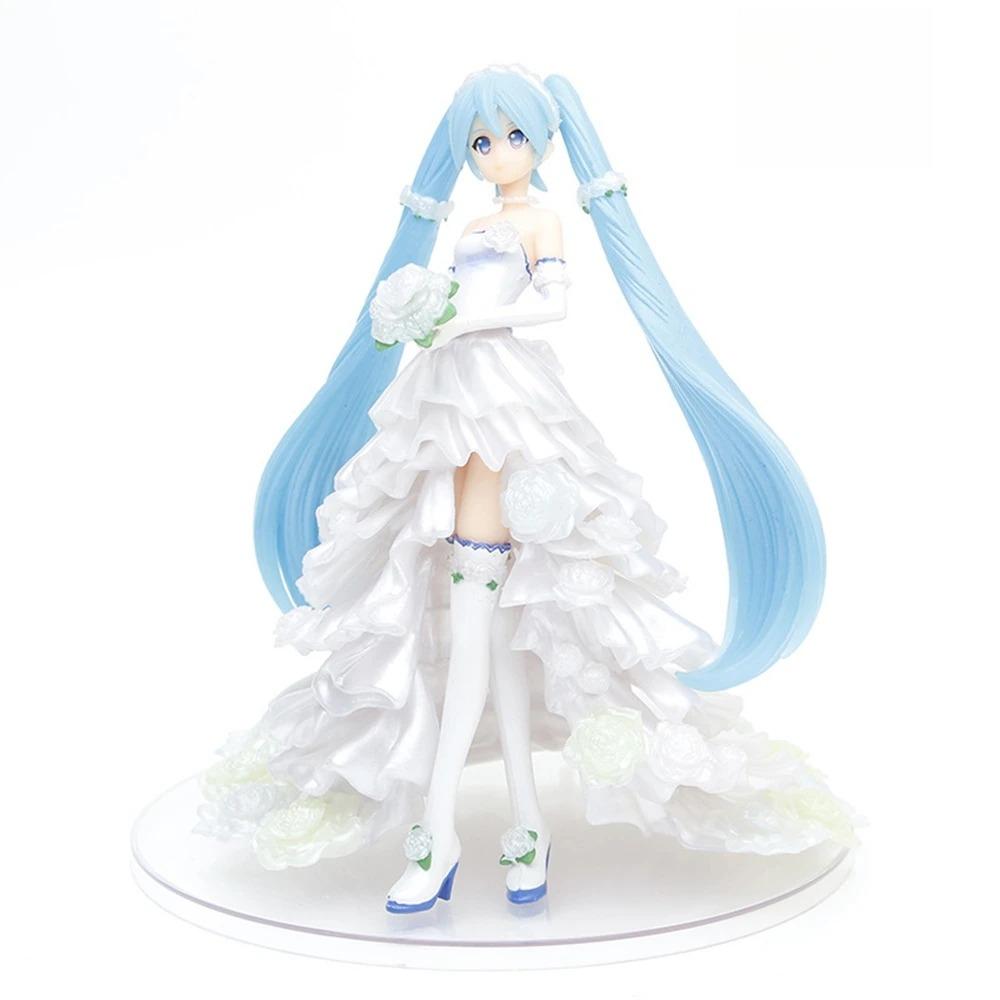 20СМ Аниме Хацунэ Мику Фигурка 1/7 Свадебное платье Вер Цветочное Свадебная Модель Игрушка Подарок Коллекция Фигурка Действия ПВХ